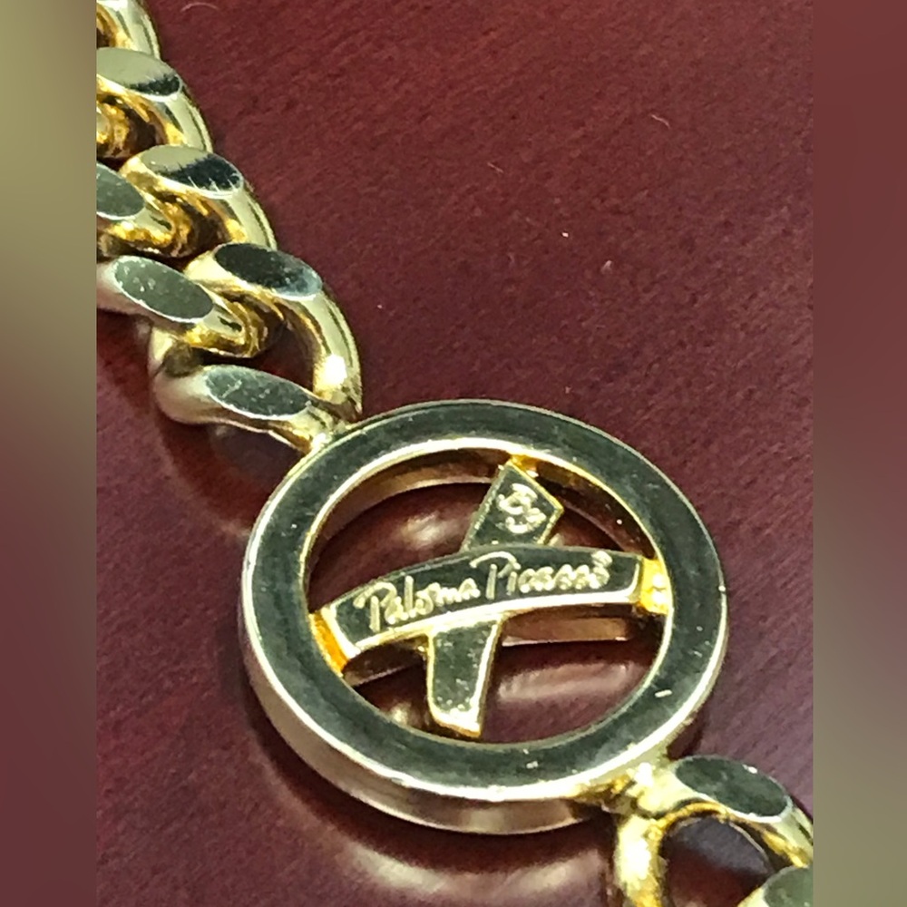 Paloma Picasso Vintage X Chain Link Belt Gold Tone - Picture 3 of 7